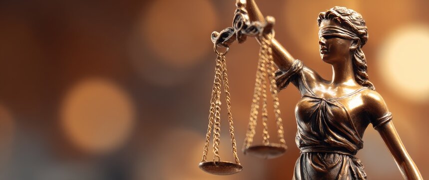 Bronze statue of Lady Justice holding scales (1)