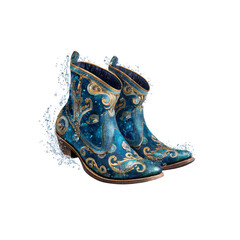 Enchanting Celestial Cowboy Boots Splashing in Water