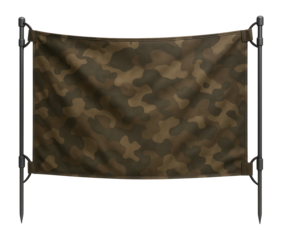 Portable camo screen with stakes for quick concealment in open terrain