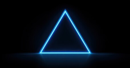 Neon blue triangle graphic on black background