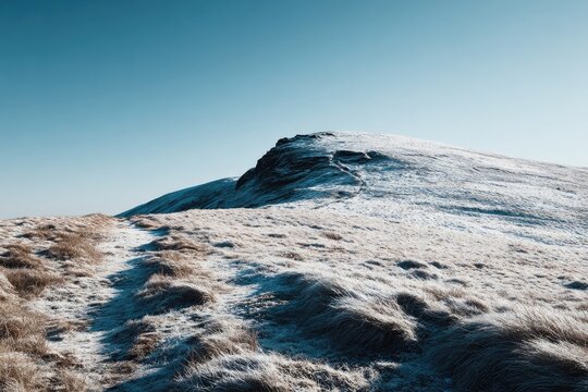 Snowy mountain peak, frosty landscape - Powered by Adobe