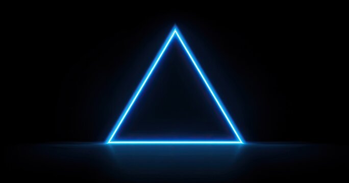 Neon blue triangle graphic on black background
