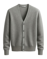 Fototapeta premium Lightweight cashmere cardigan in heather gray with ribbed cuffs and hem