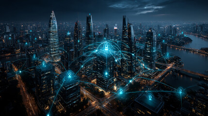 Businessmen's connections are protected through smart infrastructure, security measures, encrypted networks, and advanced surveillance, ensuring seamless communication and data safety in smart cities.