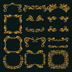 Golden Ornamental Frames Elements Vector Set