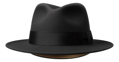 Wool fedora hat with wide brim and grosgrain ribbon