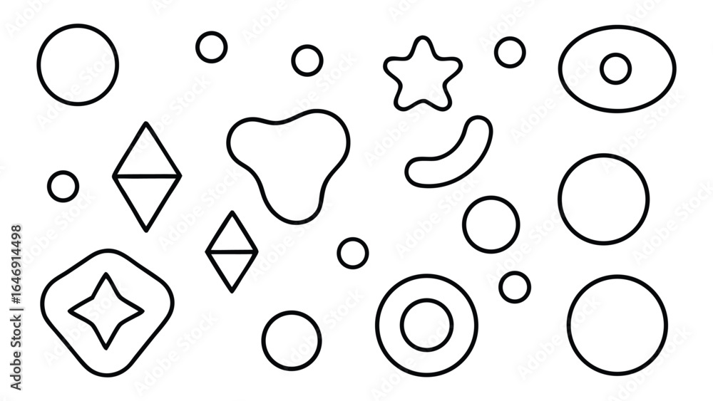 Poster vector art of collection of various abstract geometric shapes and blobs isolated on a white backgrou
