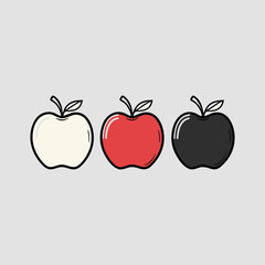 Three Simple Apples:  Modern Line Art, Minimalist Design, Clean and Versatile Illustration.