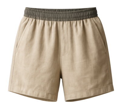 Linen sleep shorts with elastic waistband and side pockets