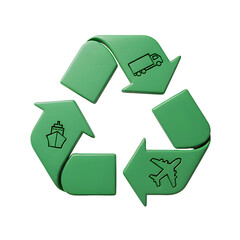 Obraz premium Green Recycling Symbol: Sustainable Transport Solutions for Global Conservation Isolated