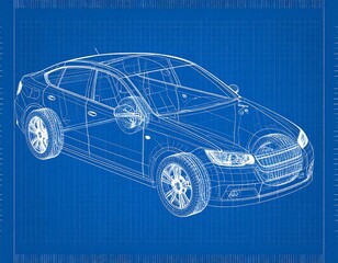 Car blueprint, technical drawing (1)