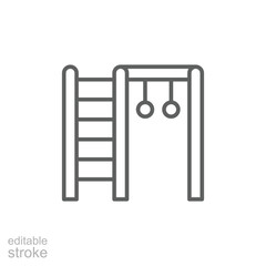 Jungle gym icon. Simple outline style. Summer, school, spring, child, children, health, happy, garden, park, game, exercise equipment concept. Thin line symbol. Vector isolated design editable stroke