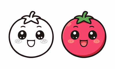 Obraz premium cute tomato coloring page for kids