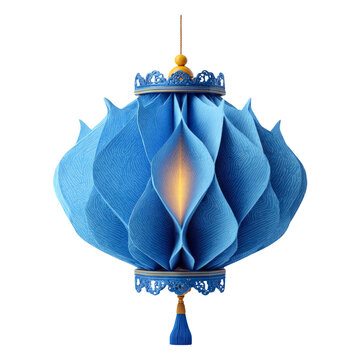 Elegant Blue Lantern Isolated on Transparent Background