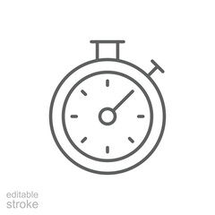 Stopwatch icon. Simple outline style. Watch, stop, clock, timer, quick, counter, time, circle, button, chronometer, sport equipment concept. Thin line symbol. Vector isolated design editable stroke