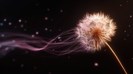 Dandelion seed head, ethereal, flowing