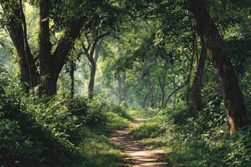 Fototapeta premium Sun-dappled jungle path