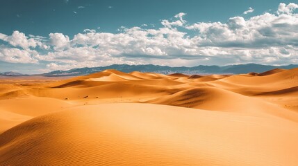 The Sahara Desert: A Magnificent Tapestry of Endless Golden Dunes, Where Sunlight Dances on Sands and Vastness Defines Nature's Splendor