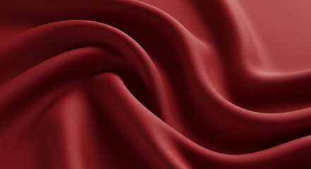 Obraz premium Rich crimson satin textile draped in smooth, sensual waves, creating a luxurious and elegant textured background