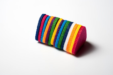 Felt picks in different colors for playing the ukulele or other string instruments.