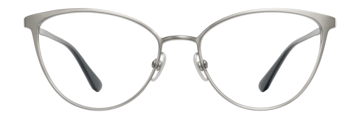 Sleek cat-eye eyeglasses with thin metal frames and minimalist design