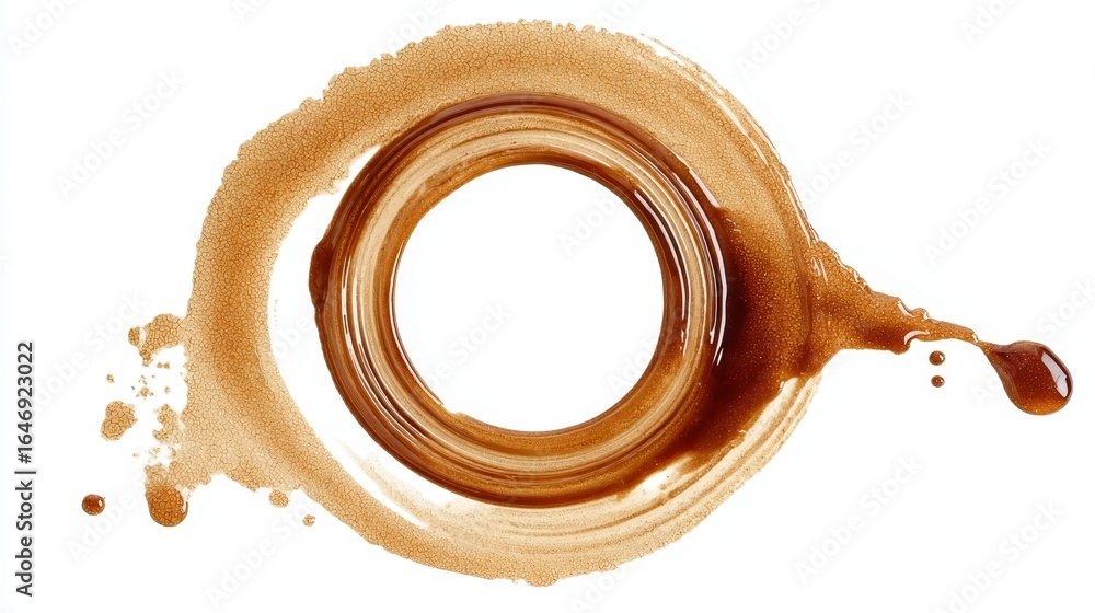 Poster abstract coffee ring stain design element with circular forms and splatter graphic shapes