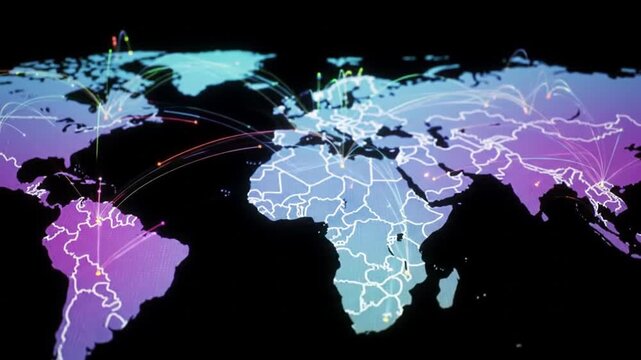 world map with binary code