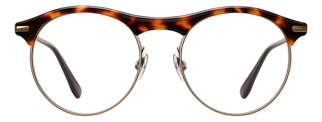 Vintage-inspired round glasses with tortoiseshell brow bar
