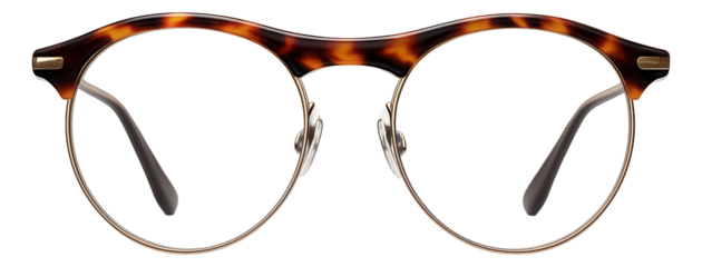 Vintage-inspired round glasses with tortoiseshell brow bar
