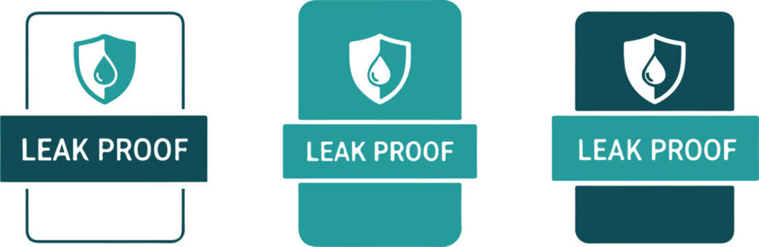 Leak Proof icon set with shield symbol