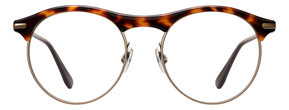 Vintage-inspired round glasses with tortoiseshell brow bar