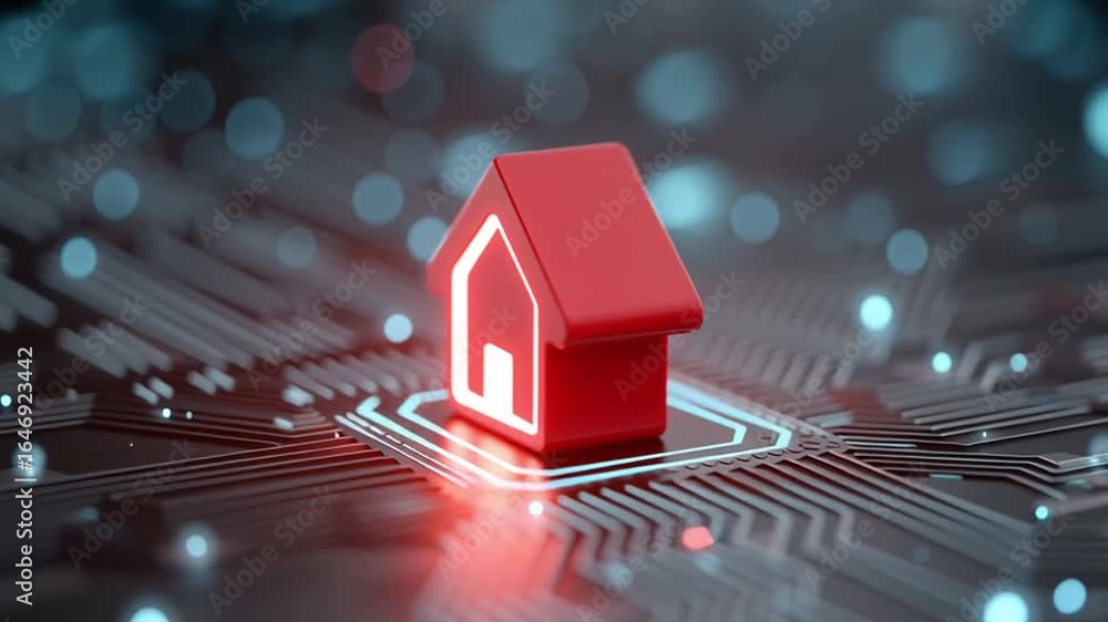 Poster smart home ai powered dashboard connected system concept featuring digital network technology glowin
