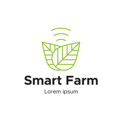 Minimalist Smart Farm Logo with Leaf Graphic