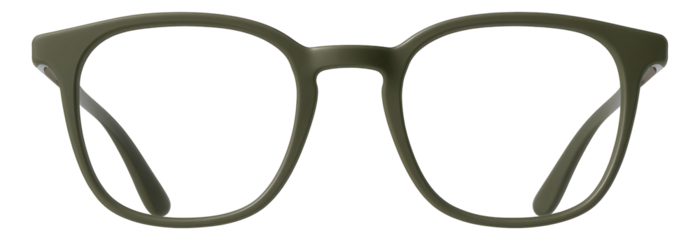 Matte olive green frames with minimalist design