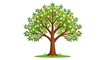 Lush fruit tree illustration