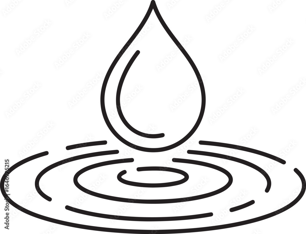 Aufkleber simple line art icon of a water drop creating ripples on a surface