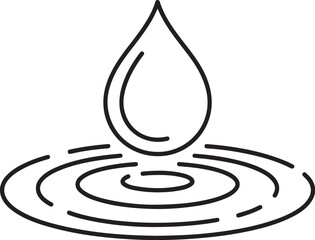 Fototapeta premium Simple line art icon of a water drop creating ripples on a surface
