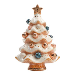 Obraz premium Ceramic Christmas Tree Decoration with Colorful Ornaments and Star
