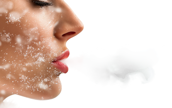 Breathing Method Focused on Regulating and Cooling Body Temperature Isolated on Transparent Background