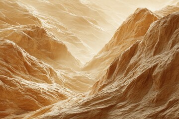 Beige textured mountains, sunlit valley