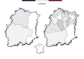 Département et cantons d'Essonne - Île-de-France (France)
