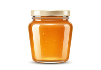 A jar filled with an ambercolored substance