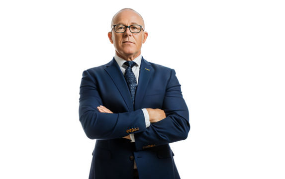 Corporate Executive Projecting Strength and Inspirational Leadership Qualities Isolated on Transparent Background - Powered by Adobe