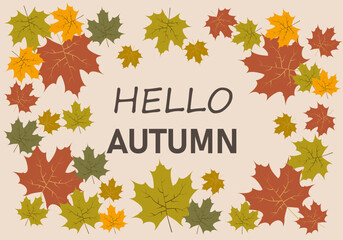 Cartel de hola otoño con marco de hojas secas © Gabrieuskal