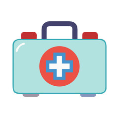Obraz premium Simple flat design of a first aid kit with a red cross symbol isolated on transparent background