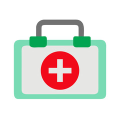 Obraz premium First aid kit with red cross symbol and handle isolated on transparent background