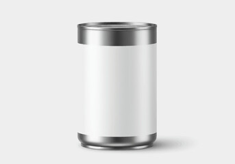 A whitelabeled aluminum can stands against a plain backdrop