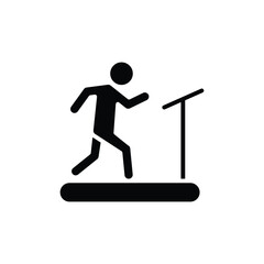 Fototapeta premium Man on treadmill icon. Simple solid style. Running, machine, fitness, people, gym, sport, training, exercise, person, health concept. Silhouette, glyph symbol. Vector isolated design