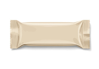 Beige rectangular food wrapper with serrated sealed ends and a slight shadow