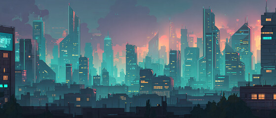 HORIZONTE CIBERPUNK MINIMALISTA AL AMANECER